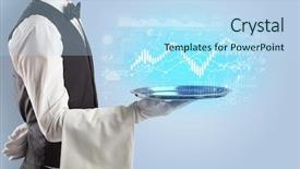  Presentation with waiter - Presentation theme featuring cashflow - waiter serving fluctuation concept background and a light blue colored foreground