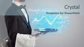  Presentation with waiter - PPT layouts having cashflow - waiter serving fluctuation concept background and a light blue colored foreground
