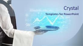  Presentation with waiter - Amazing slide set having cashflow - waiter serving fluctuation concept backdrop and a sky blue colored foreground