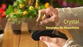  Presentation with cashless - PPT theme featuring cashless-payment-with-a-credit background and a tawny brown colored foreground