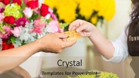  Presentation with cashless - Colorful slides enhanced with cashless payments in a flower backdrop and a coral colored foreground