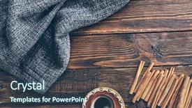  Presentation with knitting - PPT theme having cashmere - knitting coffee and blanket background and a ocean colored foreground