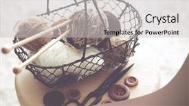  Presentation with needles - Slide set enhanced with cashmere - vintage knitting needles scissors background and a light gray colored foreground