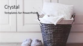  Presentation with knitting - Cool new slide deck with cashmere - wicker basket with warm blanket backdrop and a light gray colored foreground