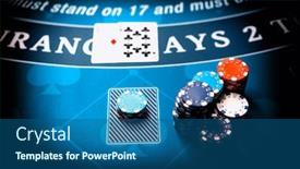  Presentation with casino black jack - Amazing PPT theme having casino-black-jack-table backdrop and a ocean colored foreground