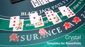  Presentation with casino black jack - Slides featuring casino-black-jack-table background and a ocean colored foreground