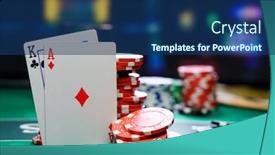  Presentation with casino black jack - Beautiful PPT theme featuring casino-black-jack-table backdrop and a ocean colored foreground