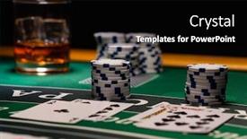  Presentation with casino black jack - Audience pleasing PPT theme consisting of casino-black-jack-table backdrop and a black colored foreground