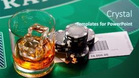  Presentation with casino black jack - Beautiful slides featuring casino-black-jack-table backdrop and a ocean colored foreground