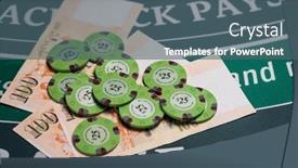  Presentation with casino black jack - Colorful PPT theme enhanced with casino-black-jack-table backdrop and a ocean colored foreground