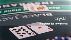 Presentation with casino black jack - PPT theme featuring casino-black-jack-table background and a dark gray colored foreground