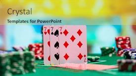  Presentation with casino black jack - PPT theme having casino-black-jack-table background and a yellow colored foreground