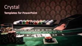  Presentation with black jack - Presentation design featuring casino-black-jack-table background and a wine colored foreground