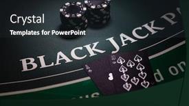  Presentation with blackjack - Amazing PPT theme having casino-blackjack-table-with-black backdrop and a tawny brown colored foreground