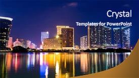 Presentation with macau casino - Slide deck having casino building - macau city at night background and a  colored foreground