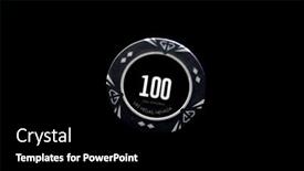  Presentation with chip - PPT theme enhanced with casino-chip-value-100-over background and a black colored foreground