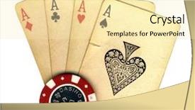  Presentation with gambling - Amazing PPT theme having old vintage cards backdrop and a blonde colored foreground