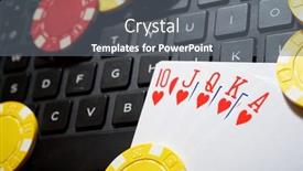  Presentation with casino - PPT theme featuring casino-chips-and-cards-stacking background and a gray colored foreground