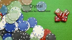  Presentation with casino black jack - Colorful presentation design enhanced with black jack - casino chips and dices stacking backdrop and a seafoam green colored foreground