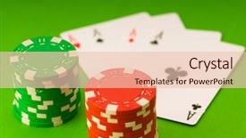  Presentation with casino - Audience pleasing presentation theme consisting of casino chips and four aces against green background backdrop and a lemonade colored foreground