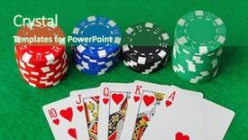 Presentation with playing cards - Cool new slide deck with casino chips and playing cards backdrop and a forest green colored foreground