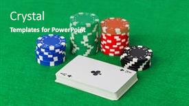  Presentation with gambling - PPT layouts with casino-chips-and-playing-cards background and a ocean colored foreground