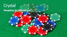 Presentation with casino - Theme with casino chips on green table background and a ocean colored foreground