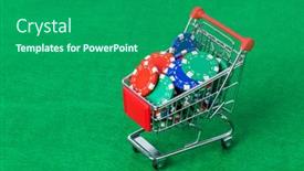  Presentation with casino - Slide set featuring casino-chips-in-shopping-cart background and a ocean colored foreground