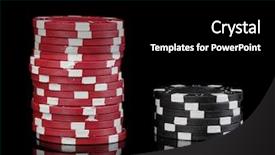  Presentation with casino black jack sound - Colorful slide set enhanced with casino chips isolated on black backdrop and a black colored foreground