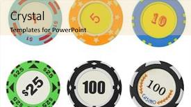  Presentation with casino - PPT theme consisting of casino chips isolated over the white background background and a yellow colored foreground