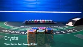  Presentation with blackjack - Colorful presentation design enhanced with casino-chips-on-a-gaming backdrop and a ocean colored foreground