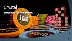  Presentation with gaming - PPT layouts having casino-chips-on-a-gaming background and a black colored foreground