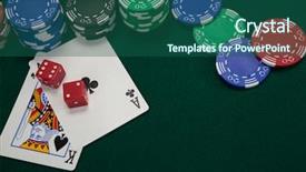  Presentation with playing cards - Presentation design consisting of casino chips on poker table background and a ocean colored foreground