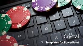  Presentation with casino - PPT theme consisting of casino-chips-stacking background and a dark gray colored foreground
