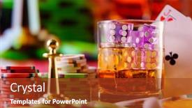  Presentation with casino - Audience pleasing PPT theme consisting of casino-concept-dice-in-cocktail backdrop and a tawny brown colored foreground