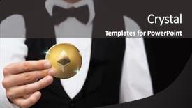  Presentation with fintech financial technology algo - Amazing PPT theme having casino dealer holding ethereum coin backdrop and a dark gray colored foreground