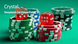  Presentation with casino - Audience pleasing PPT theme consisting of casino chips on green table backdrop and a ocean colored foreground
