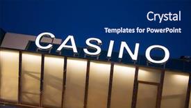  Presentation with casino - Colorful PPT theme enhanced with casino entrance at evening time backdrop and a dark gray colored foreground