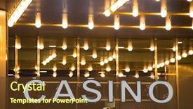  Presentation with casino - Amazing presentation design having casino entrance at evening time backdrop and a tawny brown colored foreground