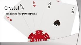  Presentation with fishes - Theme having casino fishes - poker four aces and chips background and a white colored foreground