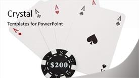  Presentation with poker chips - Audience pleasing PPT layouts consisting of casino fishes - poker four aces and chips backdrop and a white colored foreground