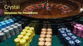  Presentation with roulette - Cool new slide deck with casino gambling and entertainment concept - roulette table and stack of poker chips backdrop and a wine colored foreground