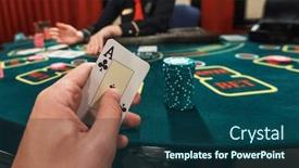  Presentation with gambling - Beautiful presentation design featuring casino gambling and entertainment concept backdrop and a ocean colored foreground