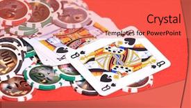  Presentation with playing cards - PPT layouts with casino gambling chips and playing cards background and a coral colored foreground