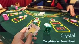  Presentation with gambling - Slide deck enhanced with casino gambling and entertainment concept background and a ocean colored foreground