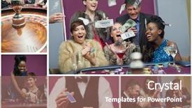  Presentation with roulette wheel - Slide deck with casino images with roulette background and a coral colored foreground