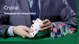  Presentation with casino - Colorful presentation enhanced with casino player playing with chips backdrop and a ocean colored foreground