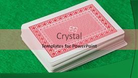  Presentation with playing cards - Colorful PPT theme enhanced with casino-playing-cards-on-green backdrop and a coral colored foreground