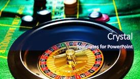  Presentation with roulette - PPT theme featuring casino playing roulette on green background and a navy blue colored foreground