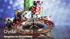  Presentation with roulette - Colorful presentation theme enhanced with casino roulette and playing chips backdrop and a tawny brown colored foreground